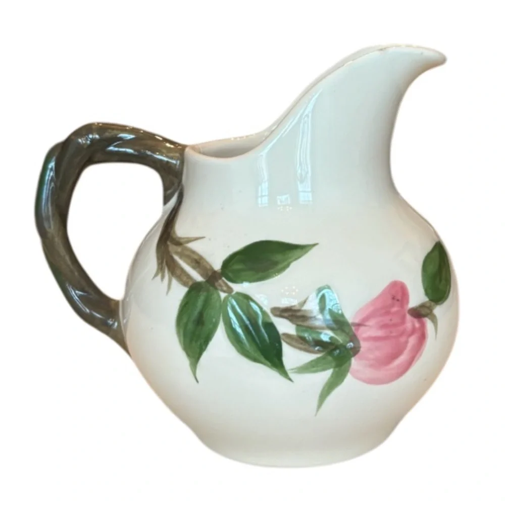 Vintage Franciscan Desert Rose Creamer Pitcher RARE Antique White Ivory Pink